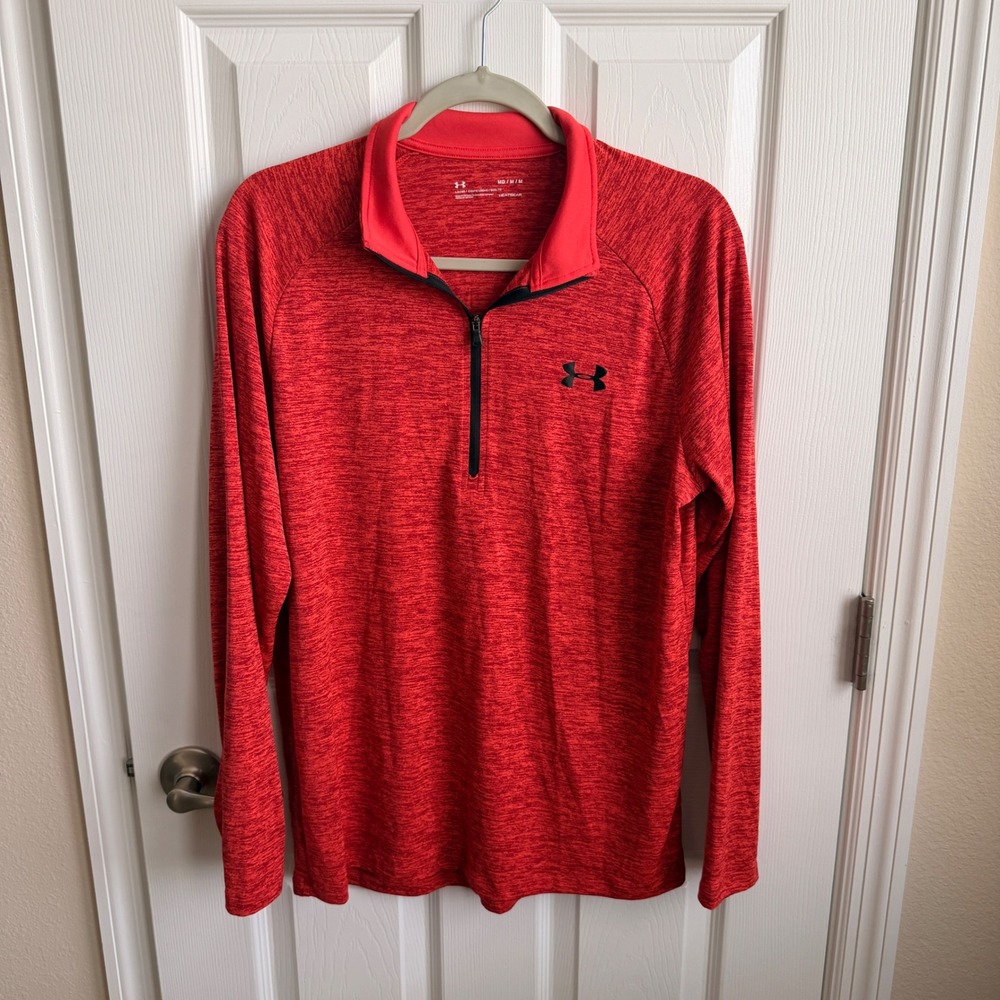 Under Armour Mens Tech 2.0 1/4 Zip HeatGear Red Heather Pullover MD